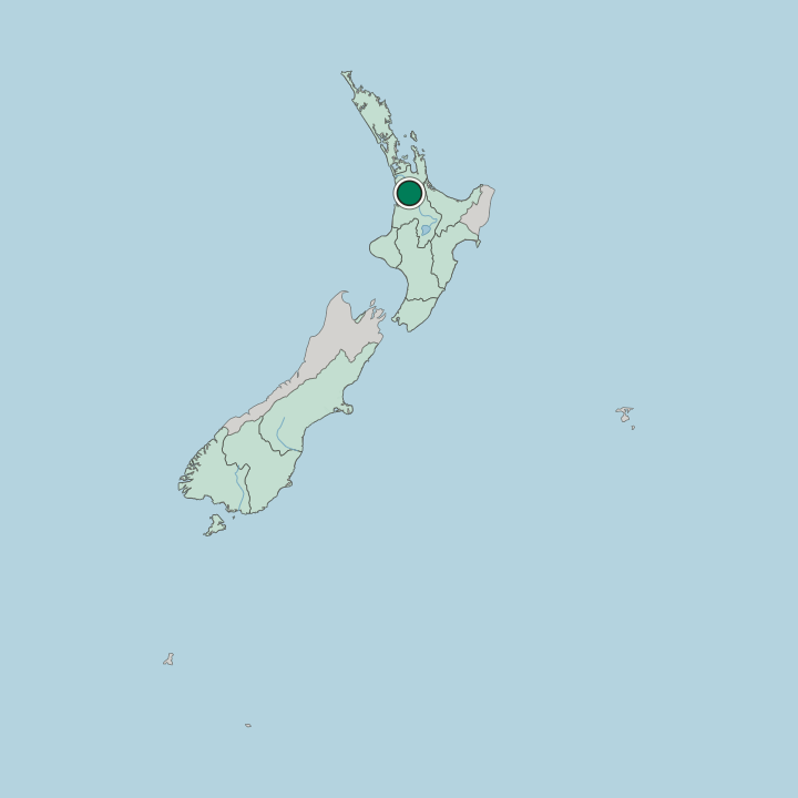 Map showing Hamilton — In New Zealand