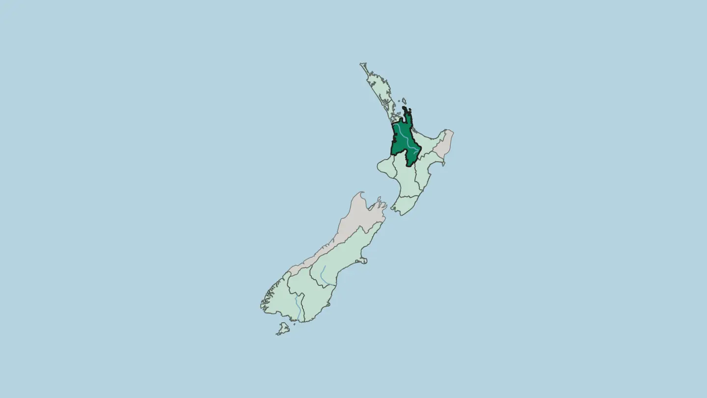 Map of Waikato in New Zealand