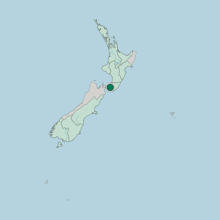 Map showing Lower Hutt — In New Zealand
