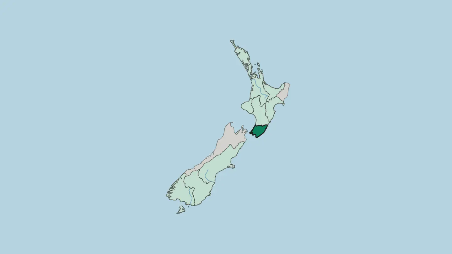 Map of Wellington in New Zealand