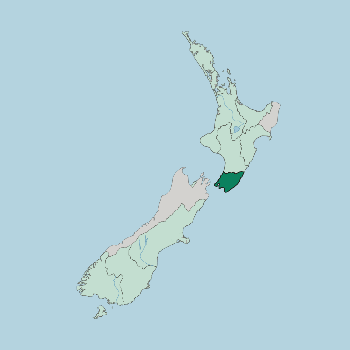 Map showing Wellington — In New Zealand
