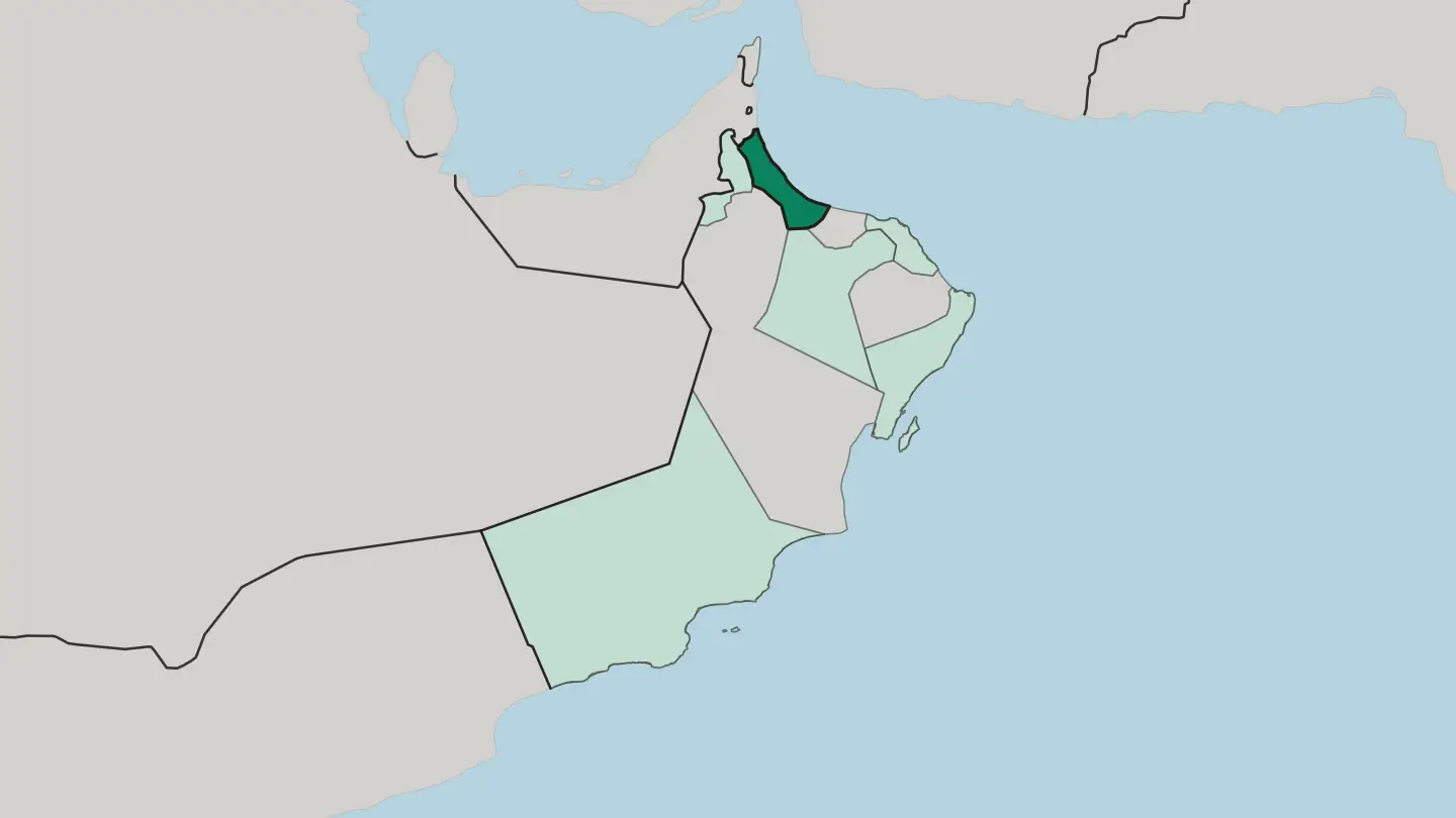 Map of Al Batinah North Governorate in Oman