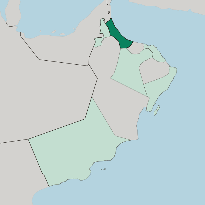 Map showing Al Batinah North Governorate — In Oman