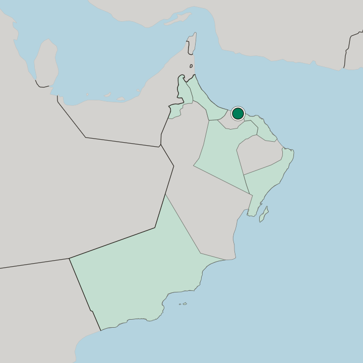 Map showing Barkā’ — In Oman