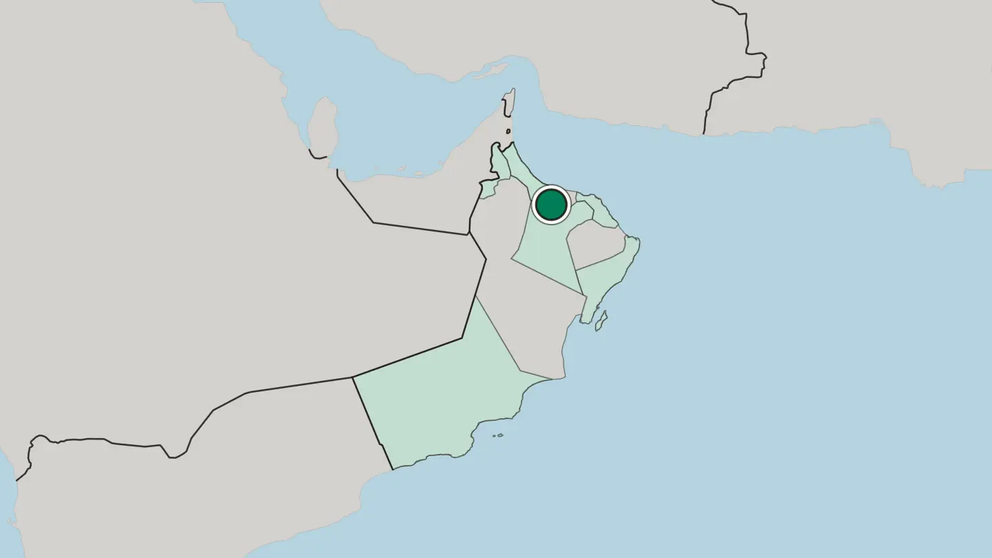 Map of Rustaq in Oman
