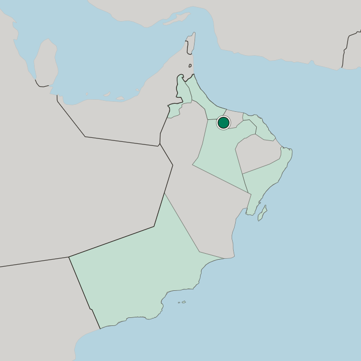 Map showing Rustaq — In Oman