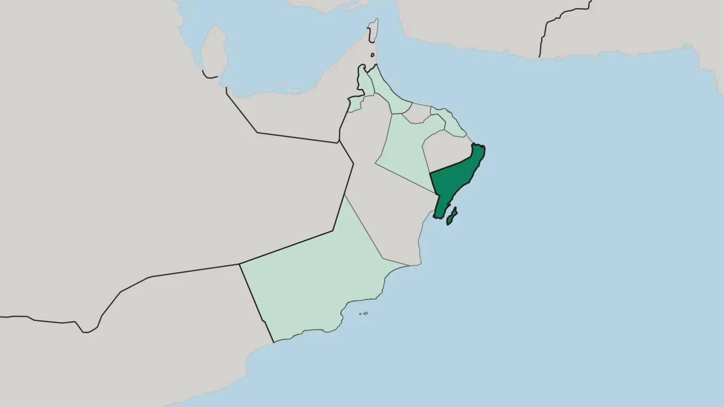 Map of Ash Sharqiyah South in Oman