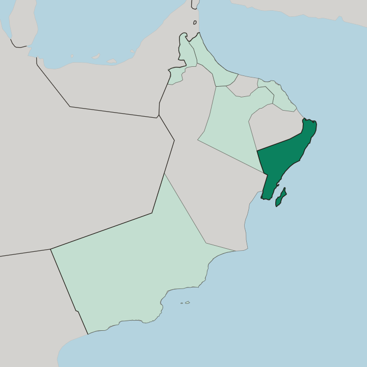 Map showing Ash Sharqiyah South — In Oman