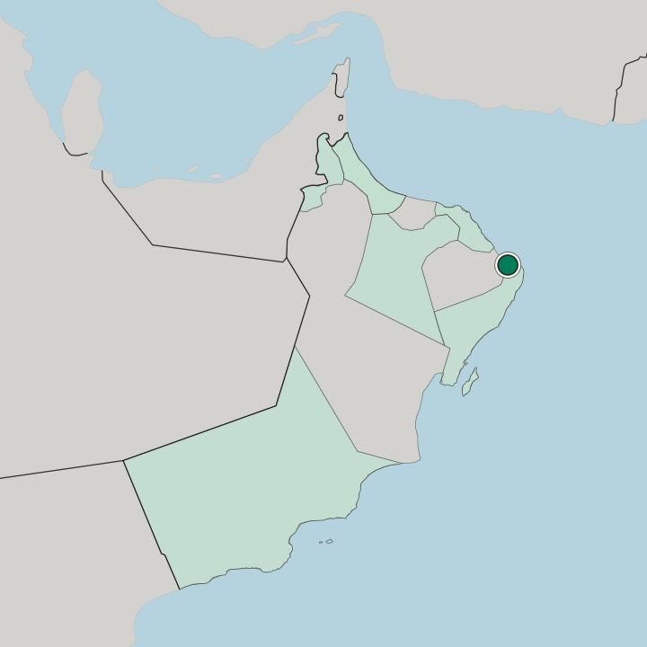 Map showing Sur — In Oman