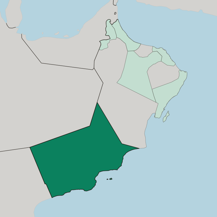 Map showing Dhofar Governorate — In Oman
