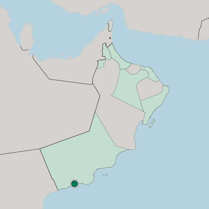 Map showing Şalālah — In Oman