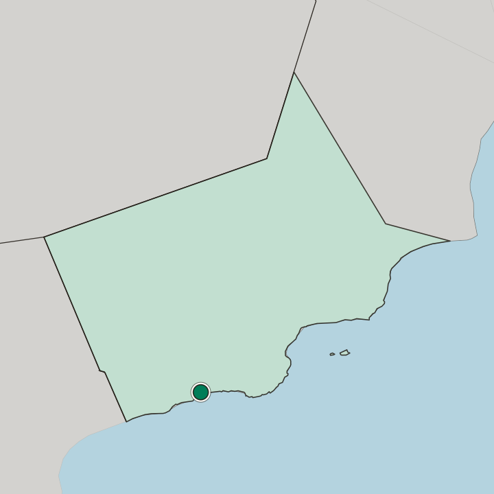 Map showing Şalālah — In Dhofar Governorate