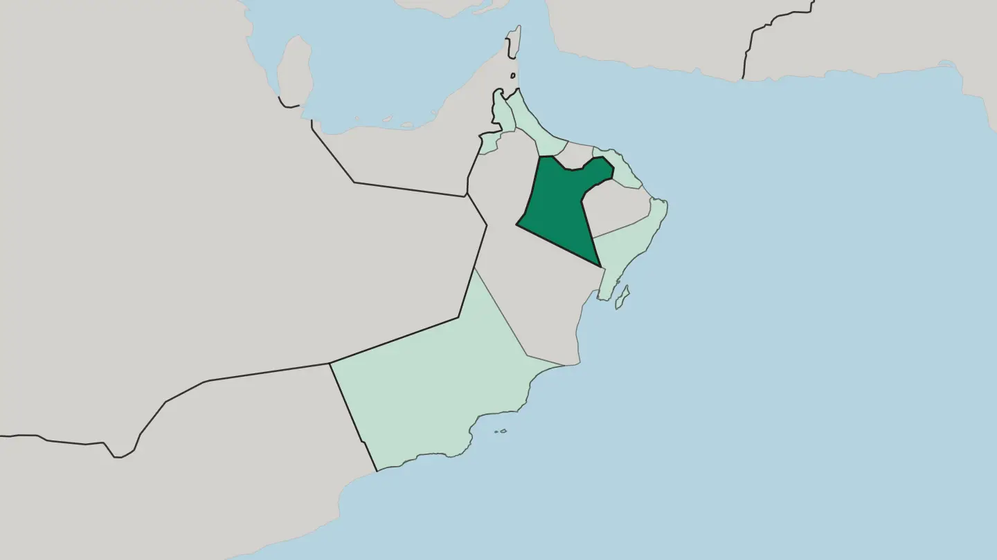 Map of Muḩāfaz̧at ad Dākhilīyah in Oman