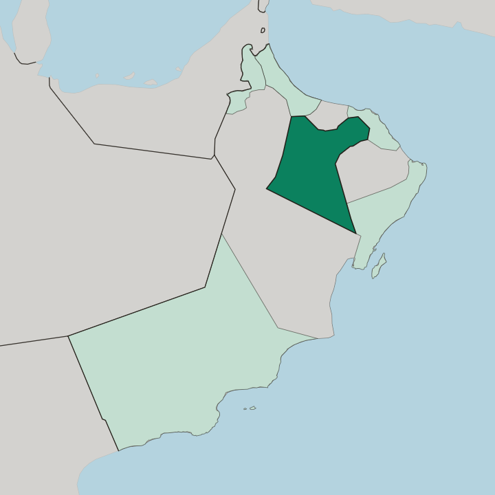 Map showing Muḩāfaz̧at ad Dākhilīyah — In Oman