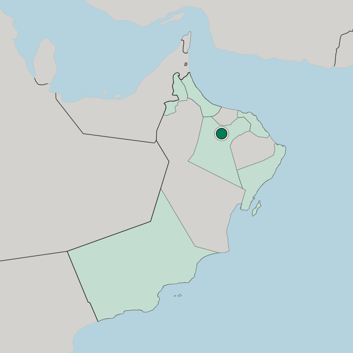 Map showing Nizwá — In Oman
