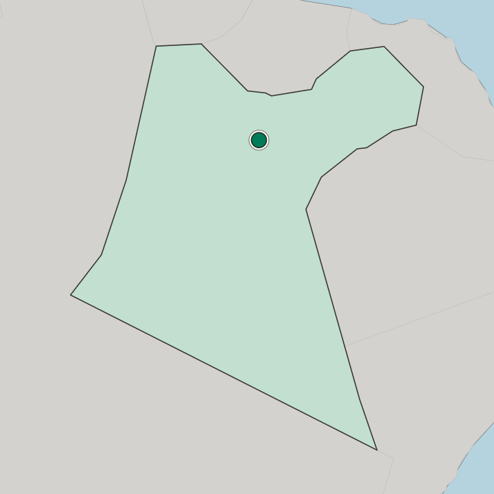 Map showing Nizwá — In Muḩāfaz̧at ad Dākhilīyah