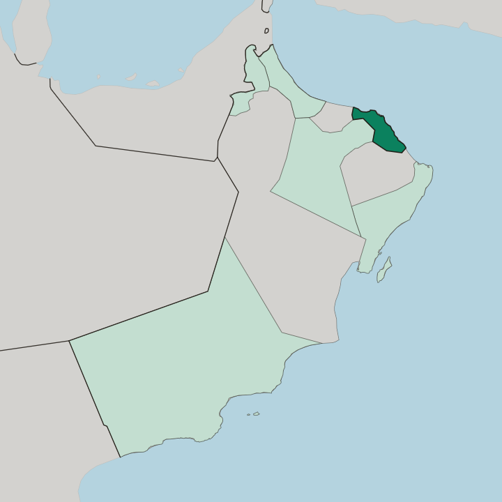 Map showing Muḩāfaz̧at Masqaţ — In Oman