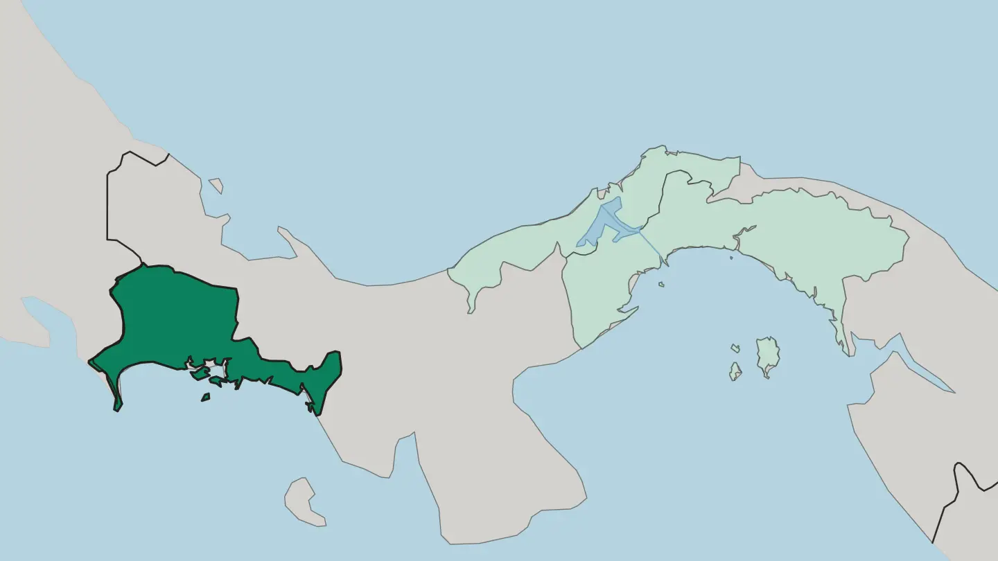 Map of Provincia de Chiriquí in Panama