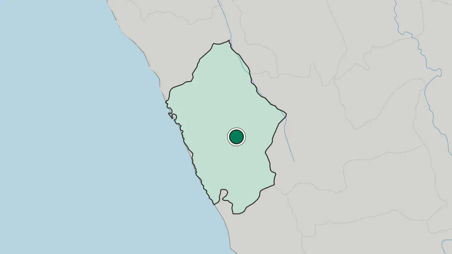 Map of Huaraz in Peru