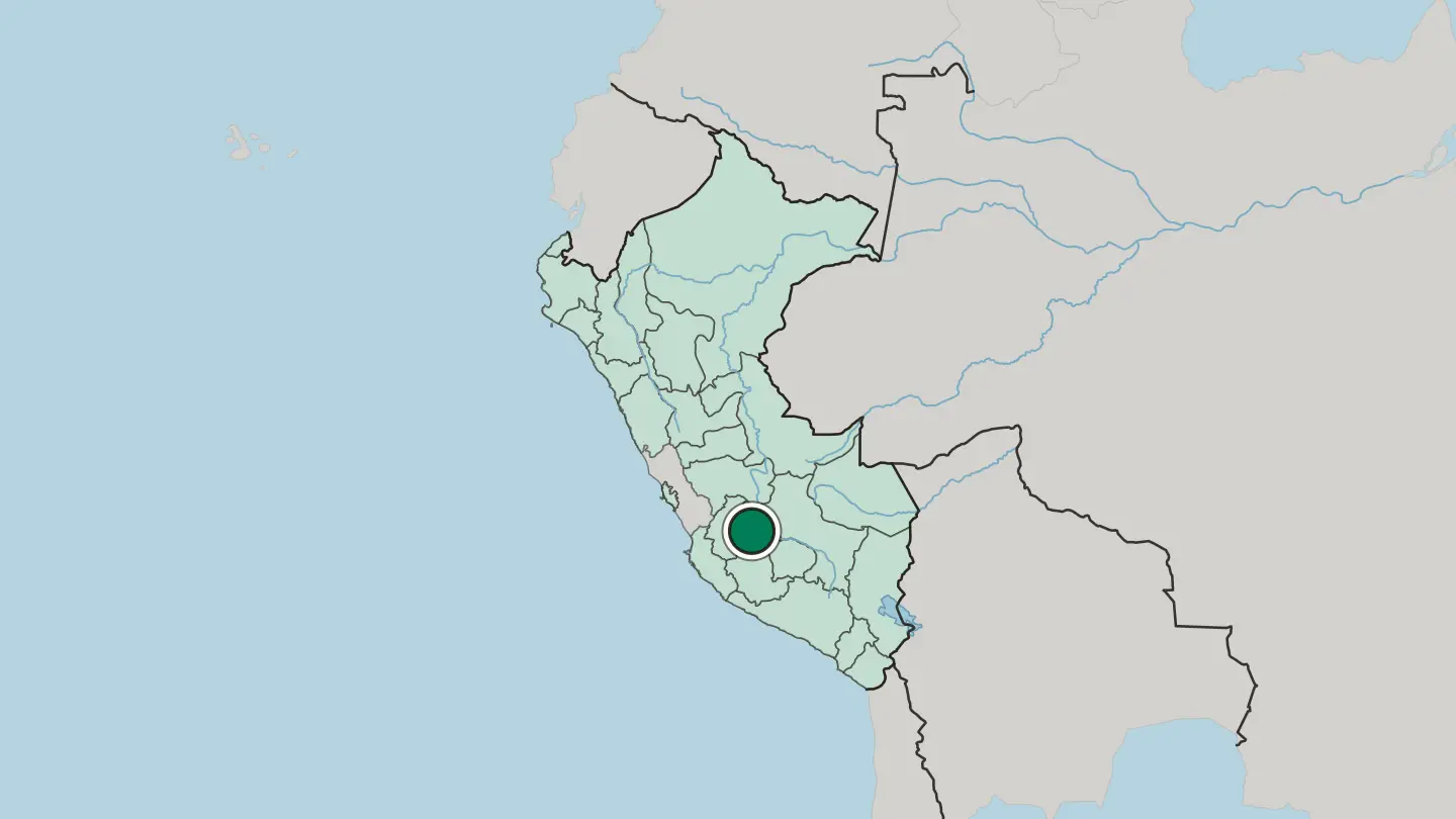 Map of Ayacucho in Peru