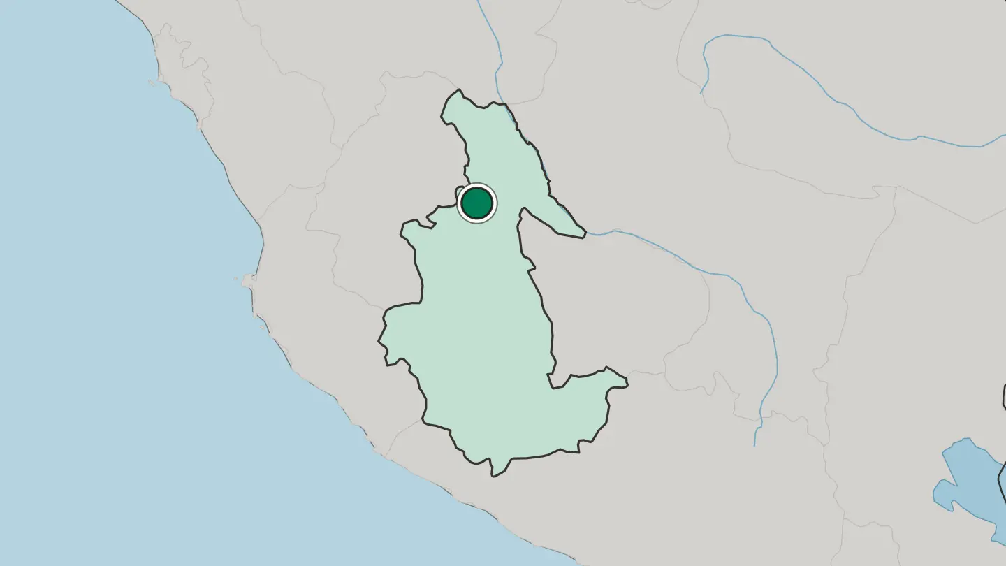 Map of Ayacucho in Peru