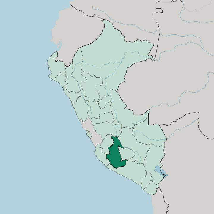 Map showing Departamento de Ayacucho — In Peru