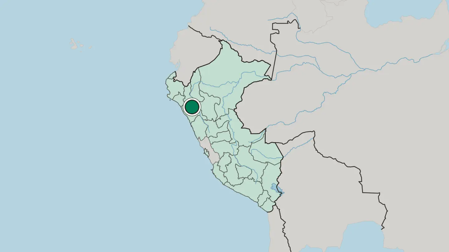 Map of Cajamarca in Peru