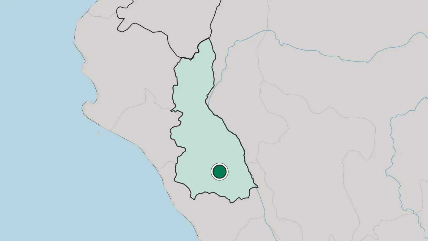 Map of Cajamarca in Peru