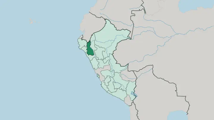 Map of Departamento de Cajamarca in Peru