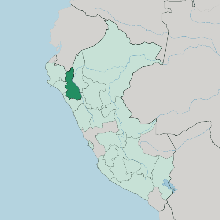 Map showing Departamento de Cajamarca — In Peru