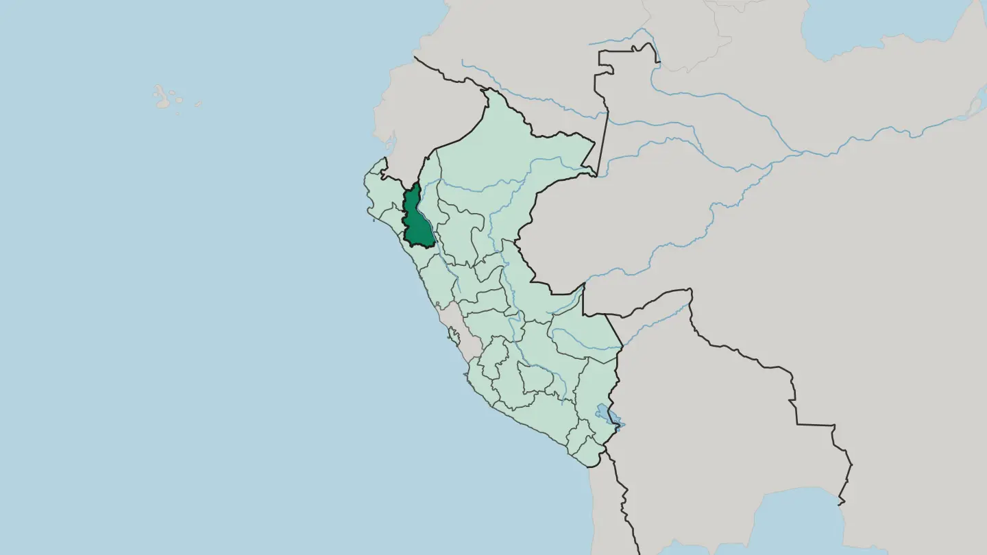 Map of Departamento de Cajamarca in Peru