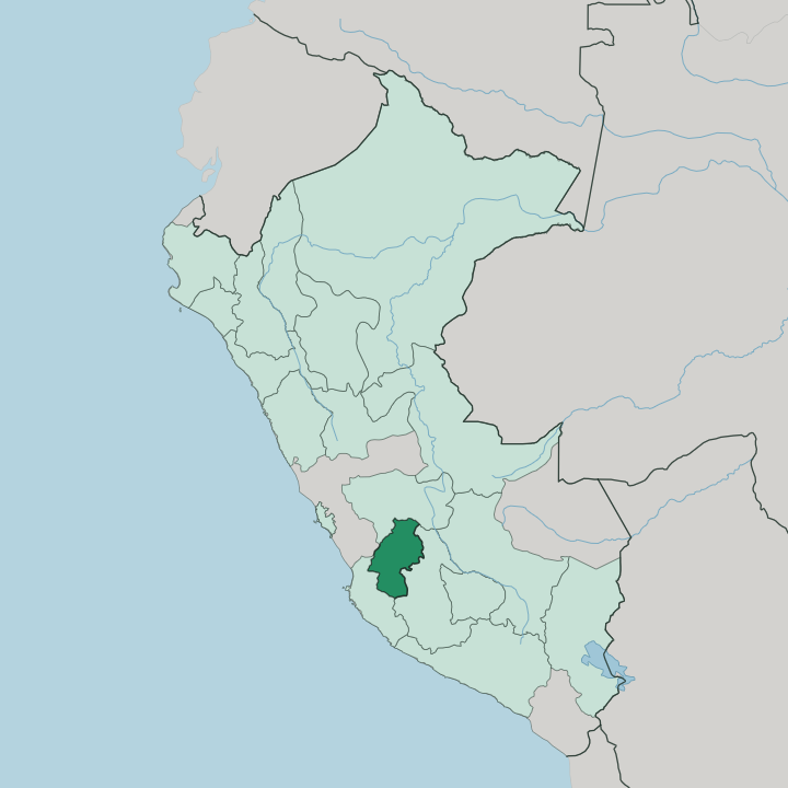 Map showing Departamento de Huancavelica — In Peru