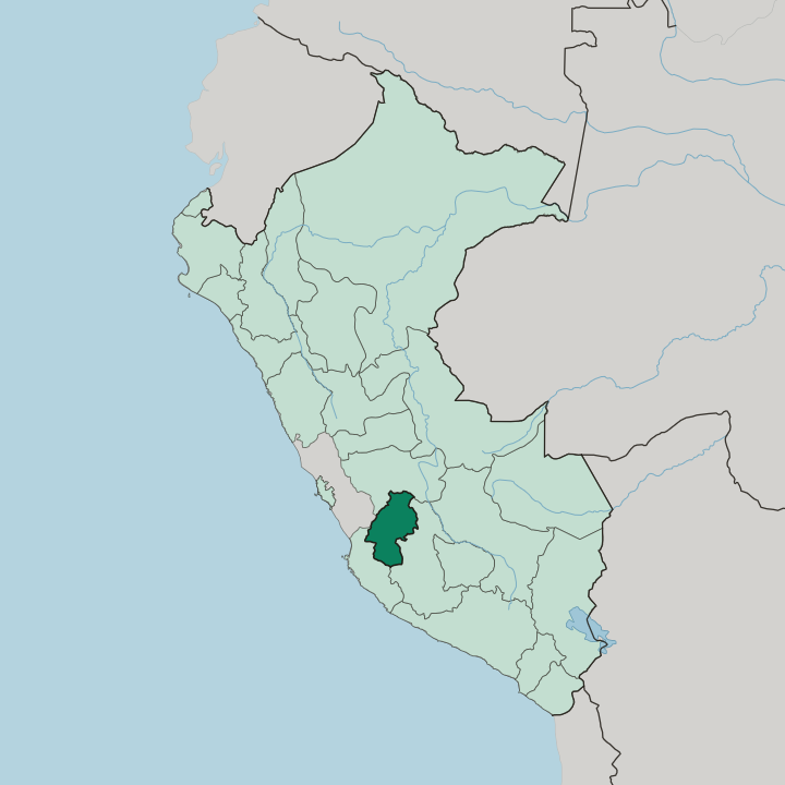 Map showing Departamento de Huancavelica — In Peru