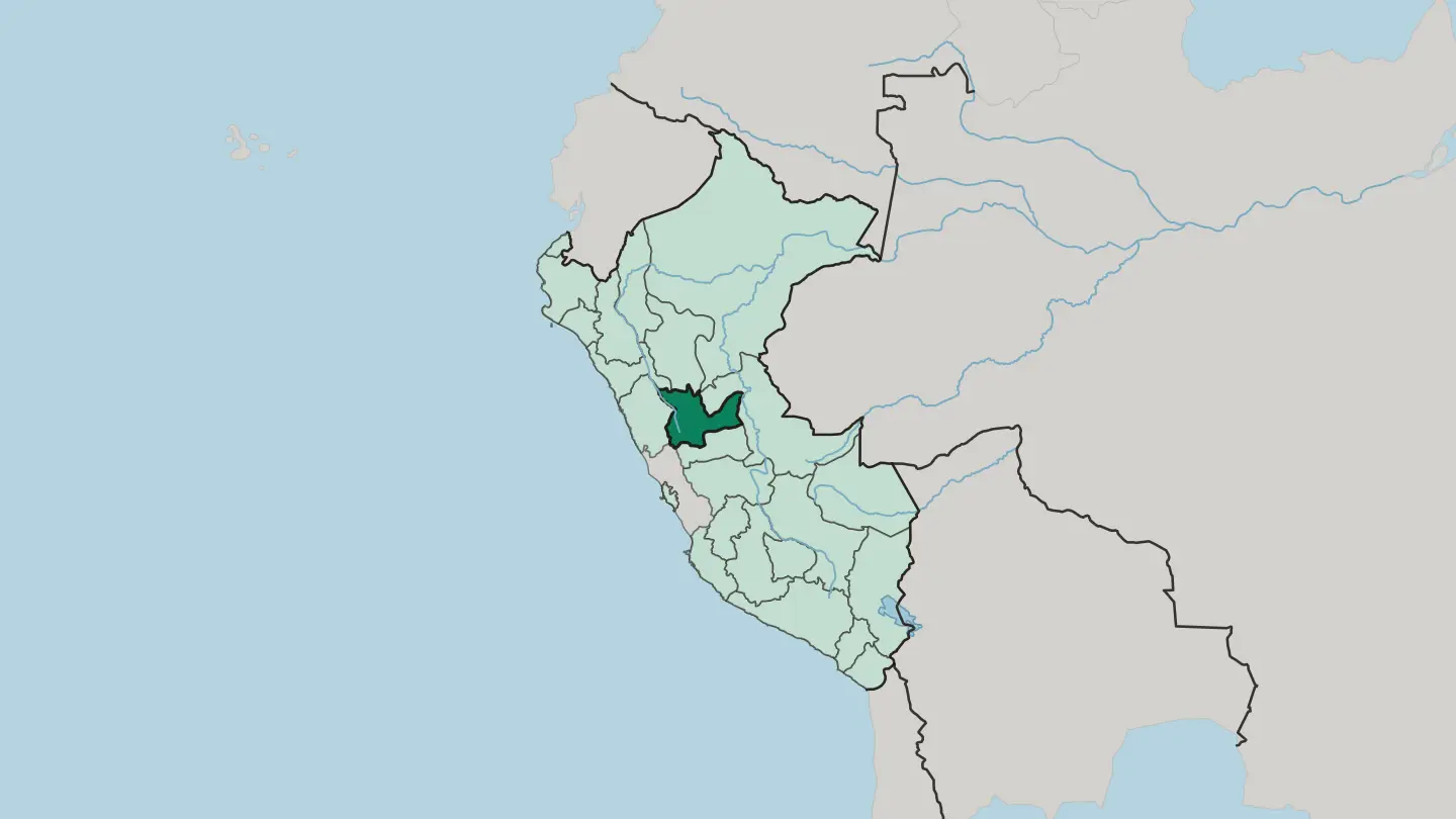 Map of Departamento de Huánuco in Peru
