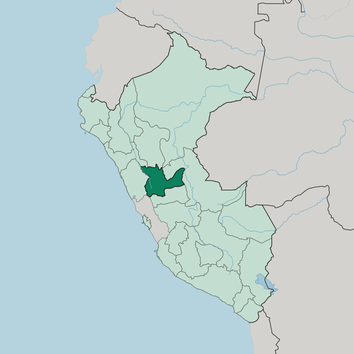 Map showing Departamento de Huánuco — In Peru