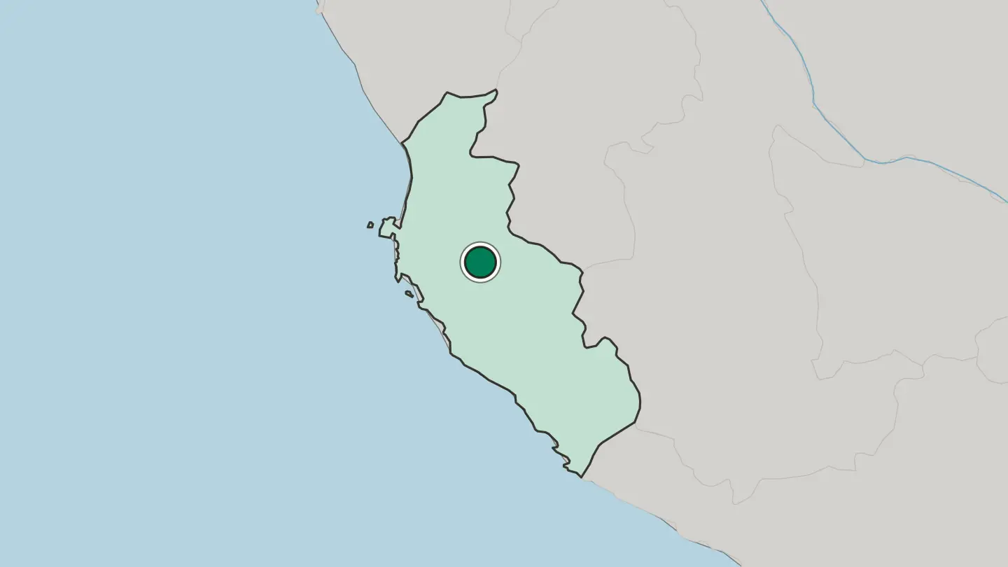 Map of Ica in Peru