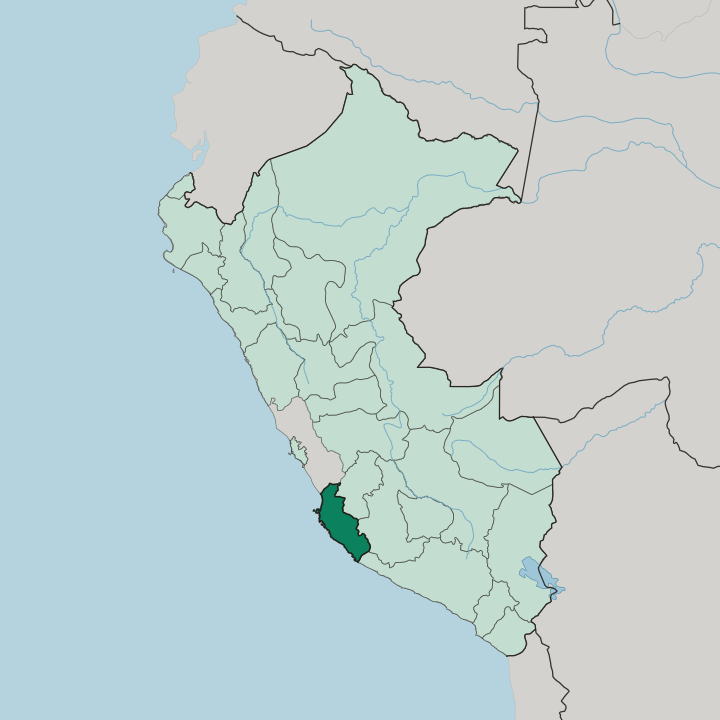 Map showing Departamento de Ica — In Peru