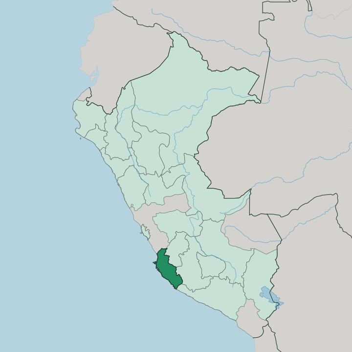 Map showing Departamento de Ica — In Peru