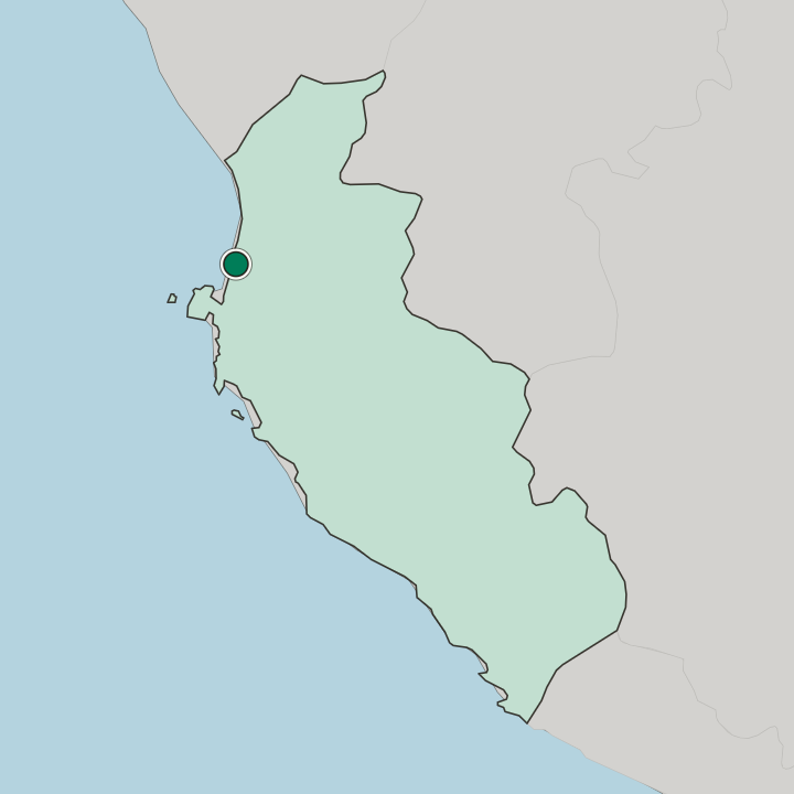 Map showing Pisco — In Departamento de Ica
