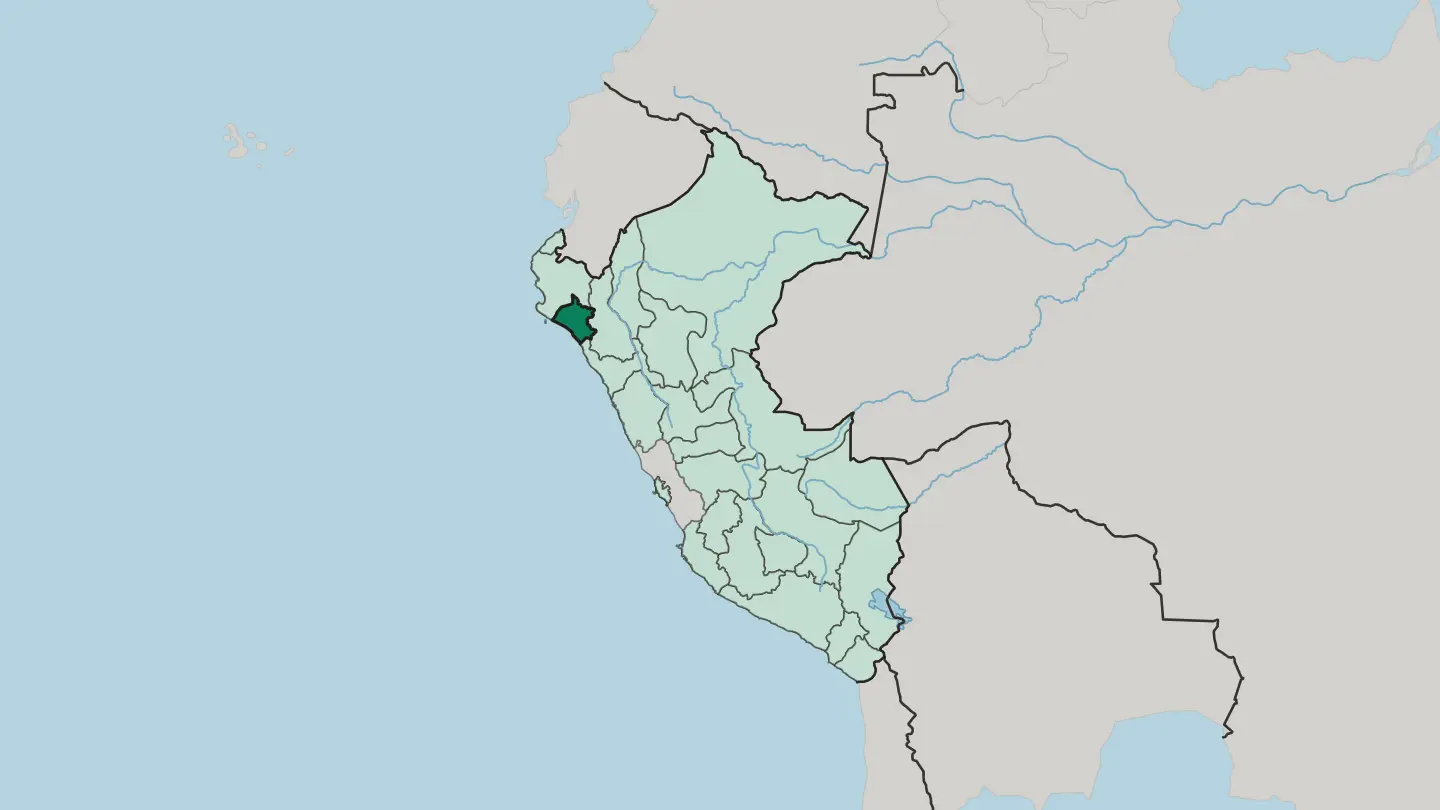 Map of Departamento de Lambayeque in Peru