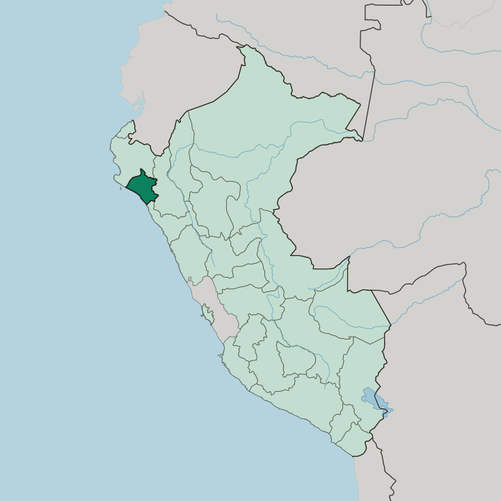 Map showing Departamento de Lambayeque — In Peru