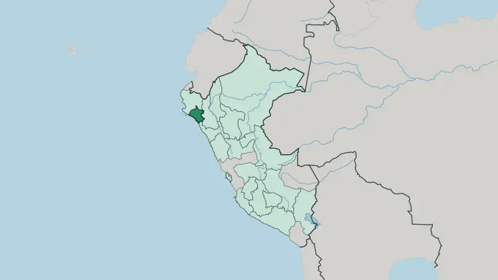 Map of Departamento de Lambayeque in Peru
