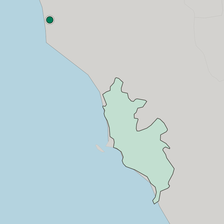 Map showing Huacho — In Departamento de Lima