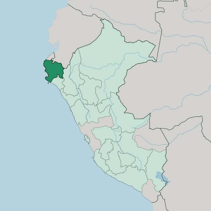 Map showing Departamento de Piura — In Peru