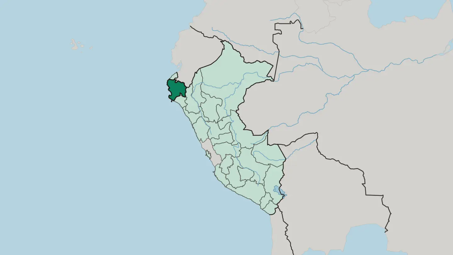 Map of Departamento de Piura in Peru