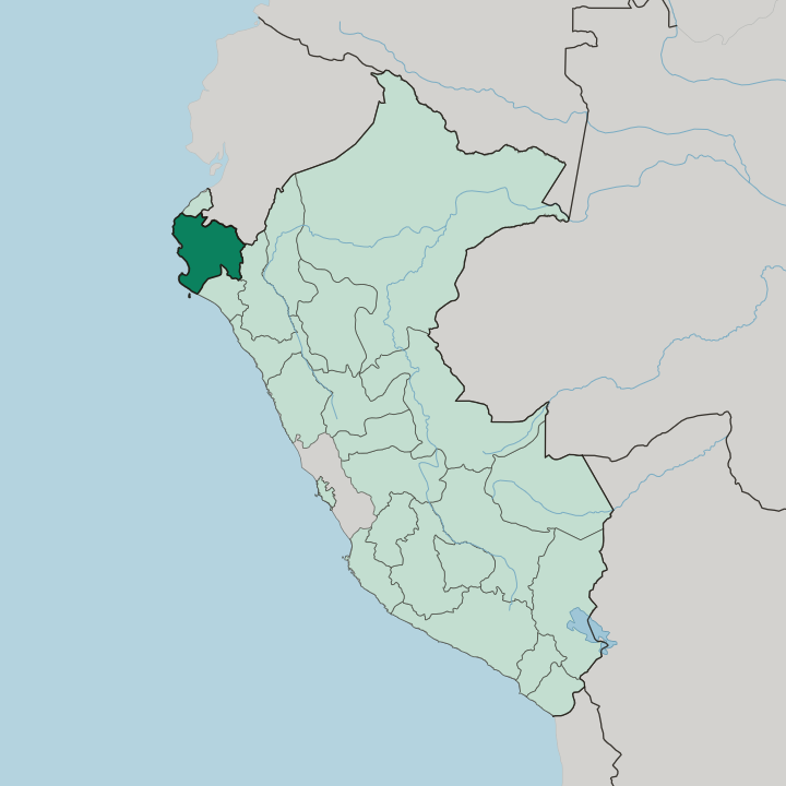 Map showing Departamento de Piura — In Peru