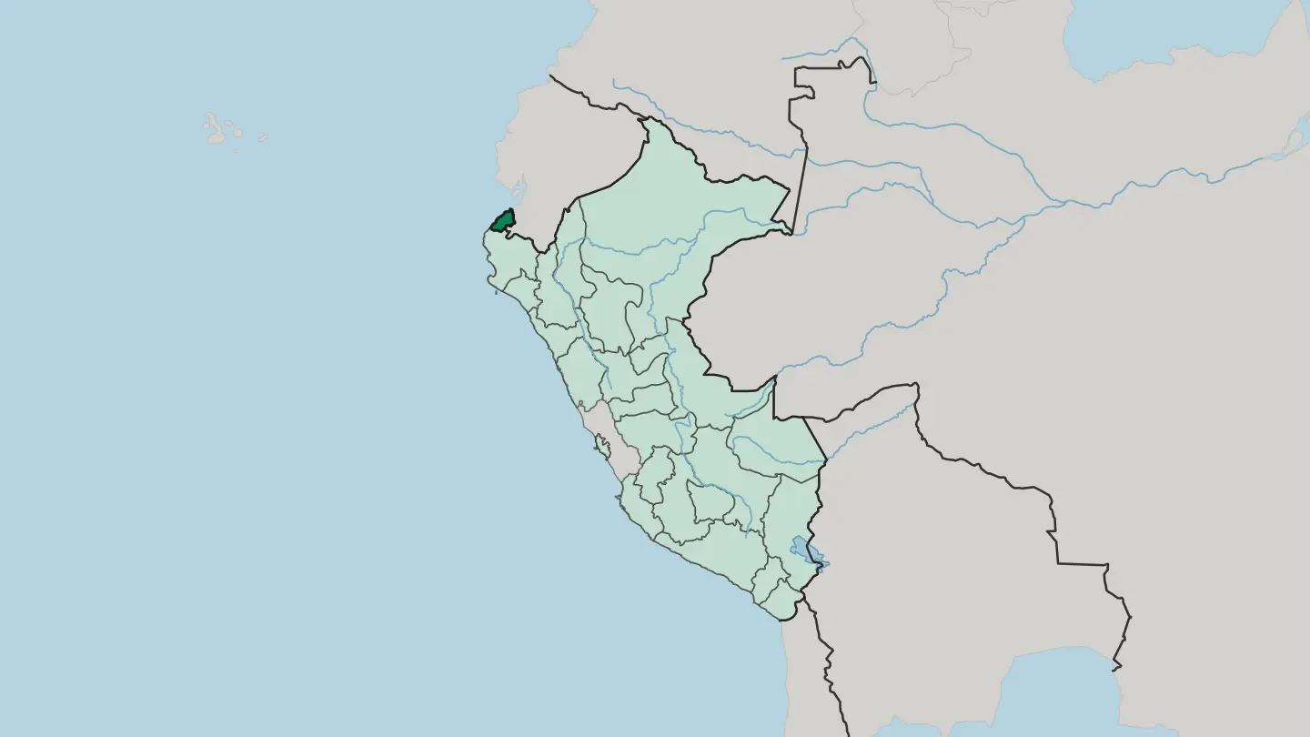 Map of Departamento de Tumbes in Peru