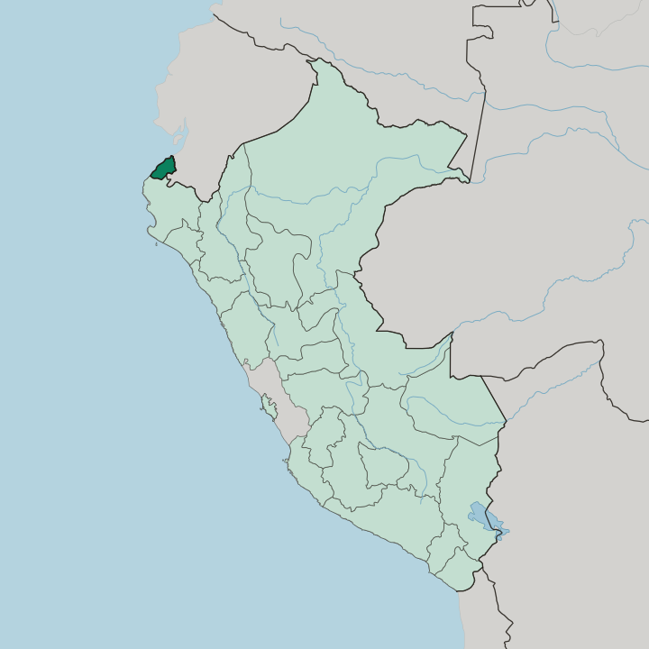 Map showing Departamento de Tumbes — In Peru