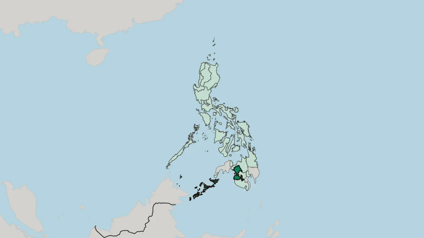 Map of Autonomous Region in Muslim Mindanao in Philippines