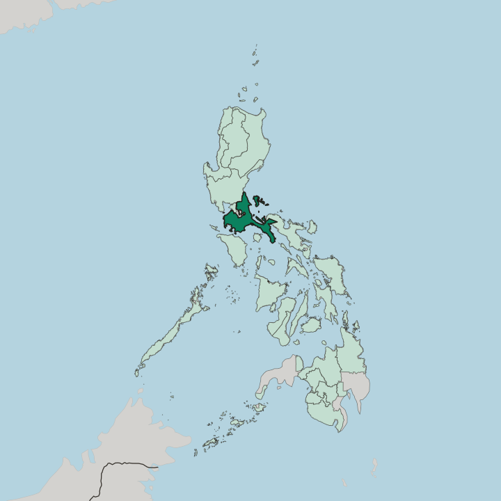 Map showing Calabarzon — In Philippines
